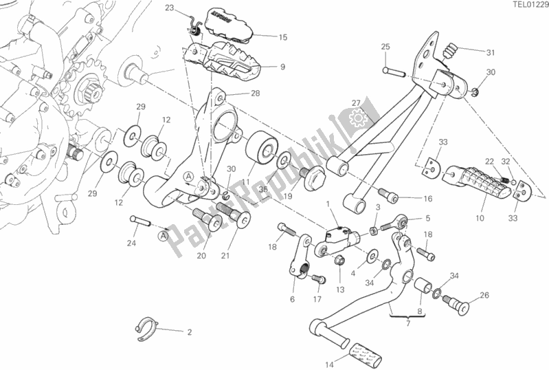 Todas las partes para Reposapiés, Izquierda de Ducati Hypermotard 950 SP 2019